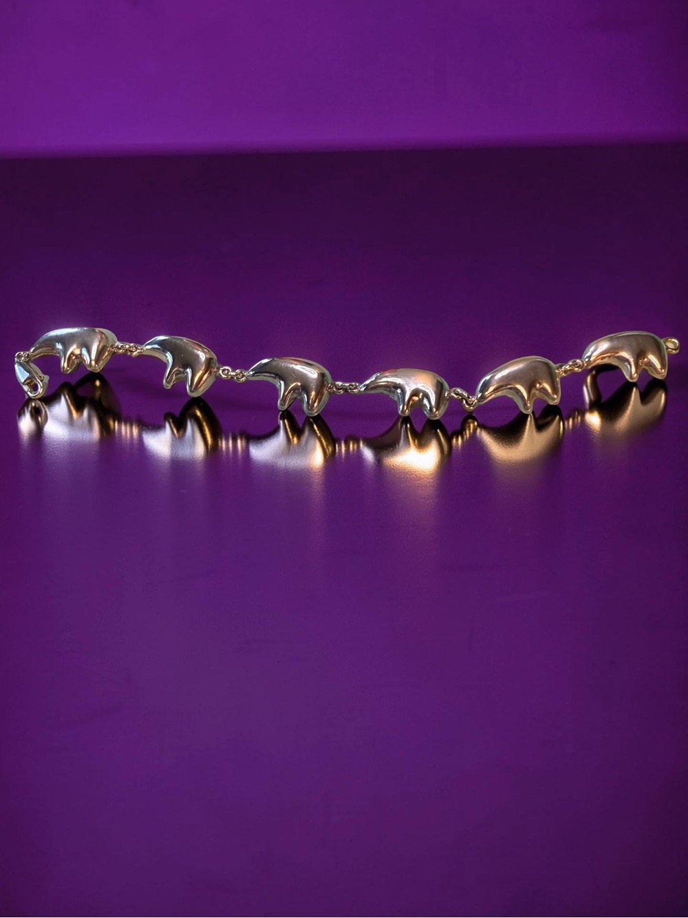 Sterling Silver Bear Link Bracelet - Shiny 9.25 Silver